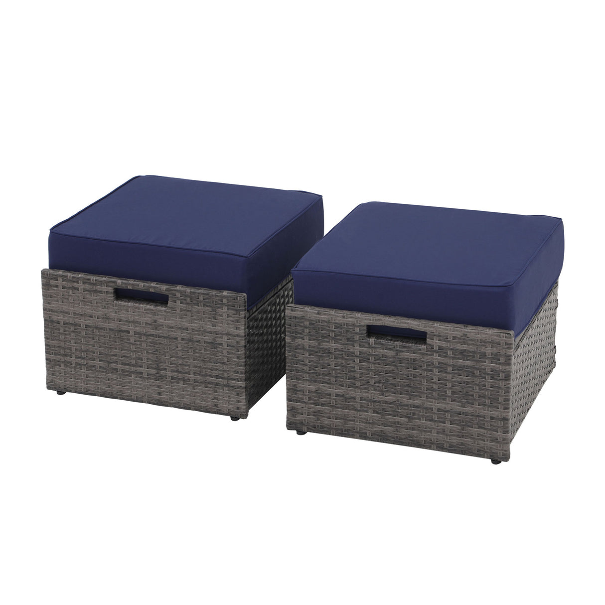 JOIVI 2 Pieces Outdoor Patio Ottoman with Thick Cushions