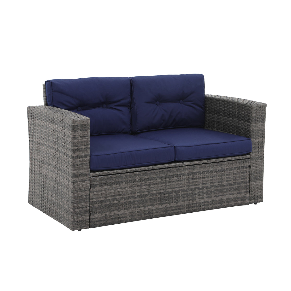 JOIVI Patio Outdoor Wicker Loveseat Sofa, Patio Furniture Rattan 2-seat Couch with Cushions