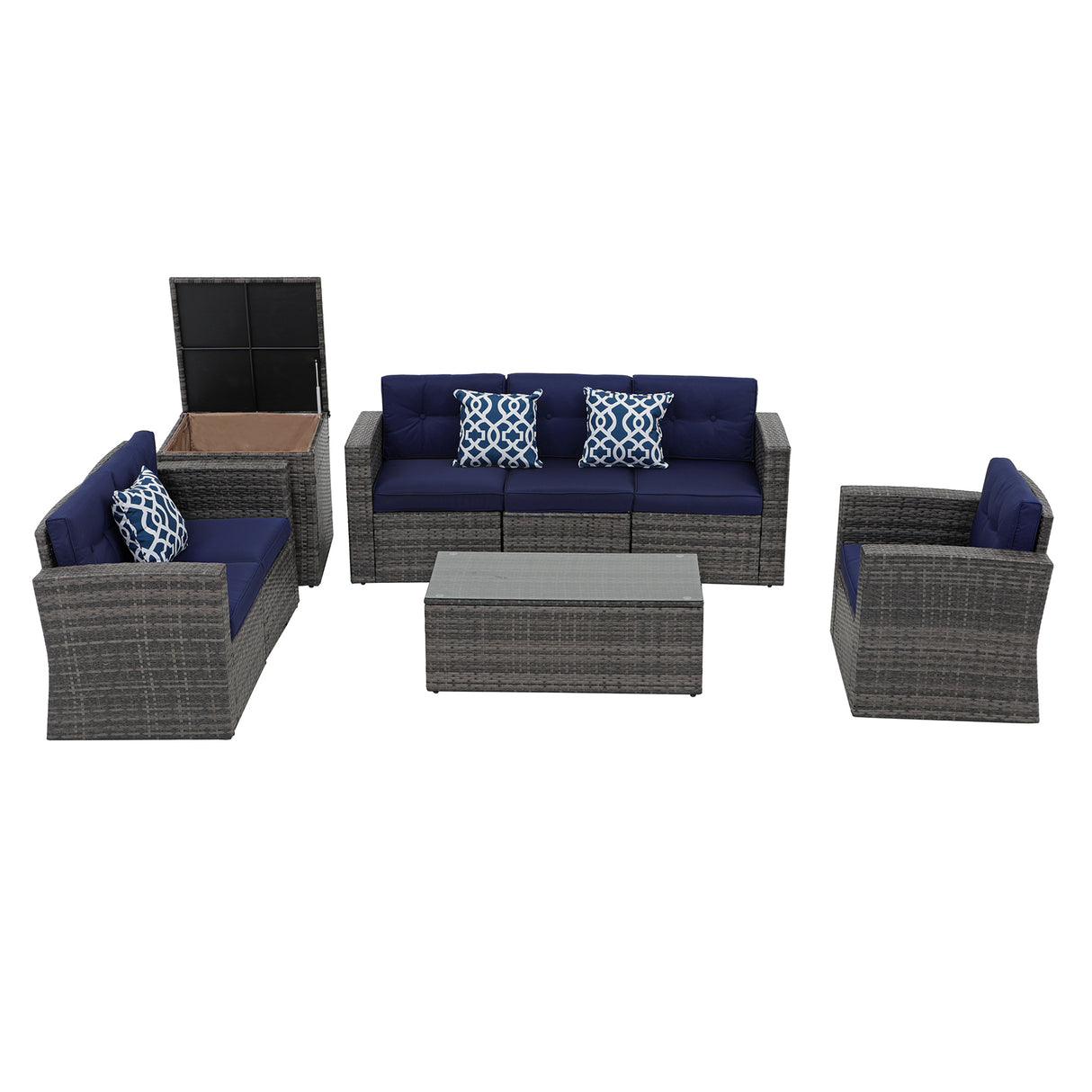 8 Piece Patio Wicker Sectional Patio Furniture Set