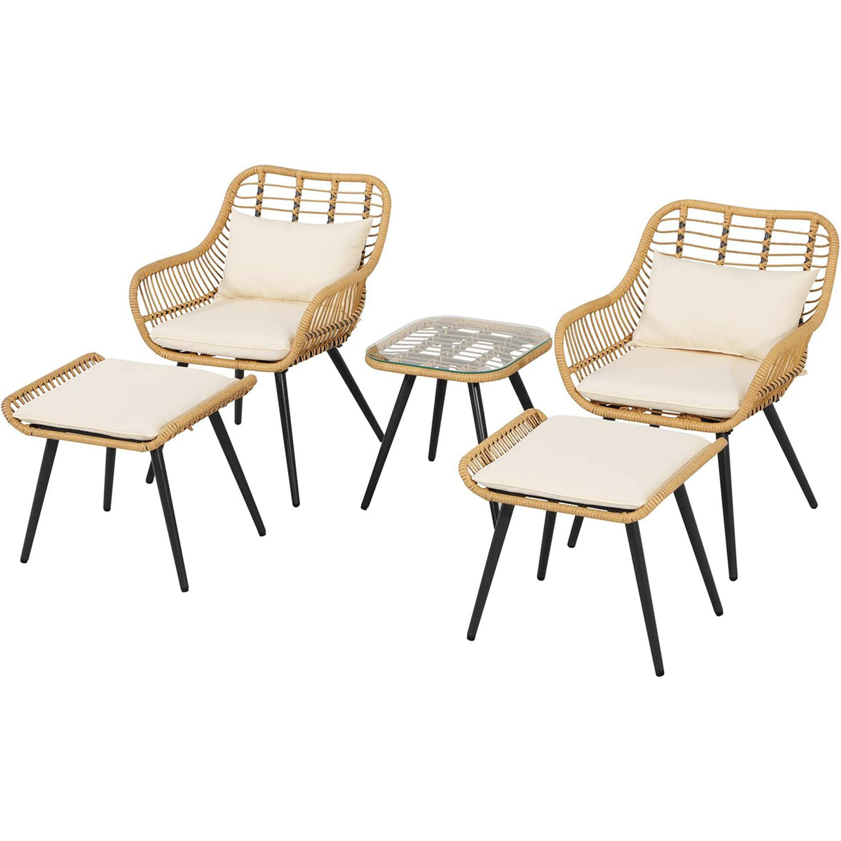 JOIVI 5 Piece Conversation set with Coffee Table
