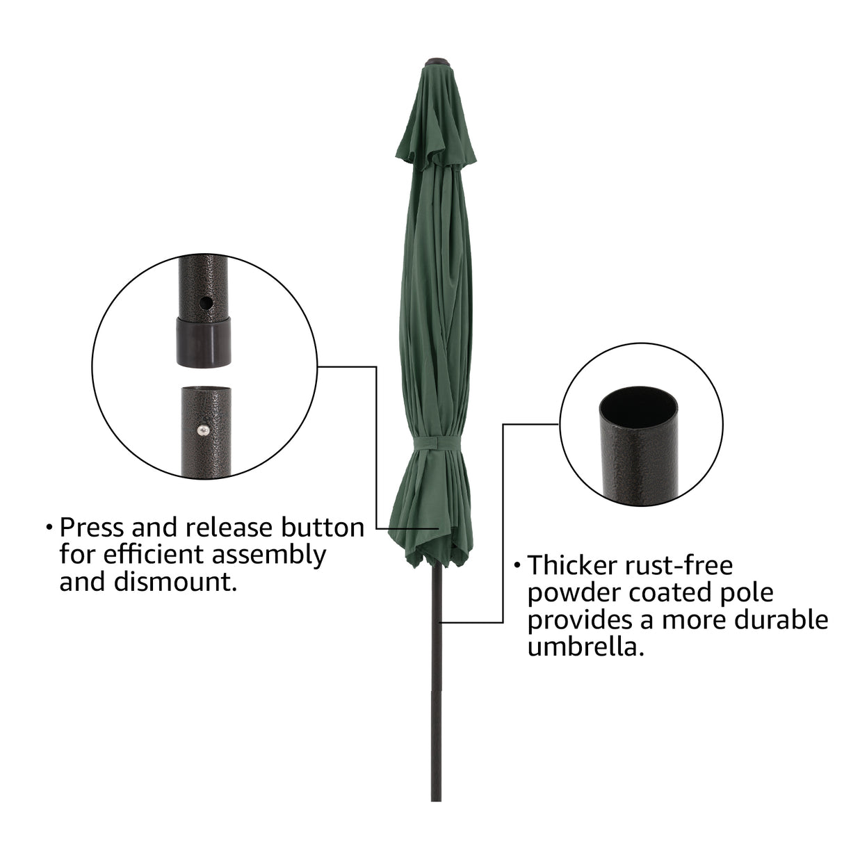 11' Outdoor Patio Table Market Umbrella with 8 Steel Ribs and Crank