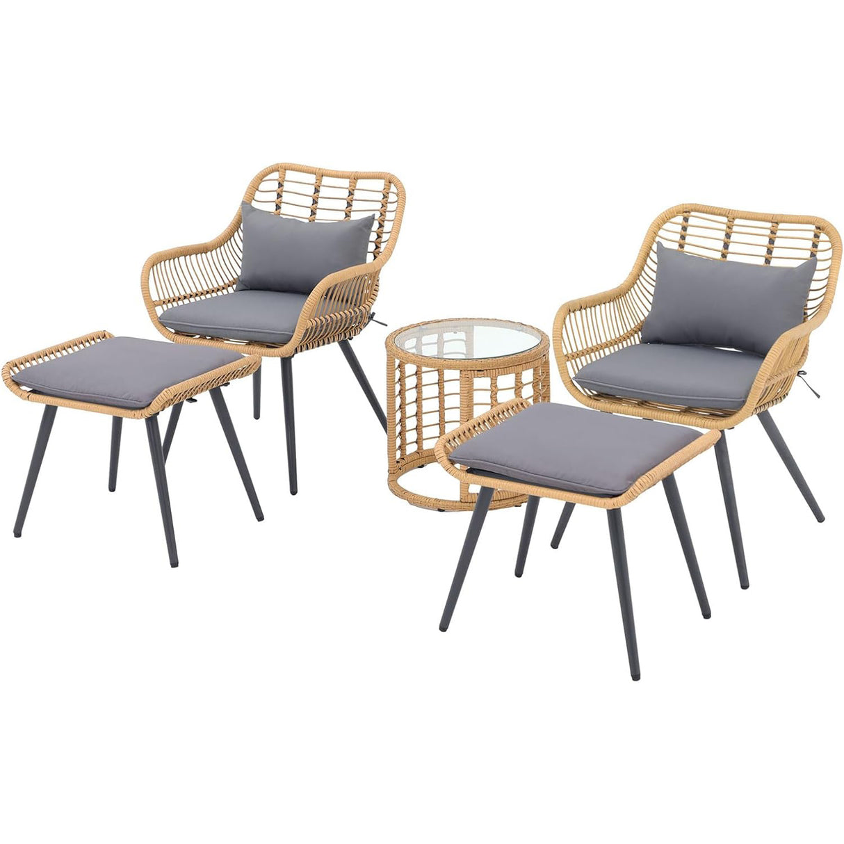 JOIVI 5 Piece Conversation set with Coffee Table