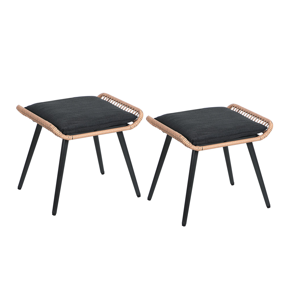 JOIVI Outdoor Wicker Ottoman Set of 2