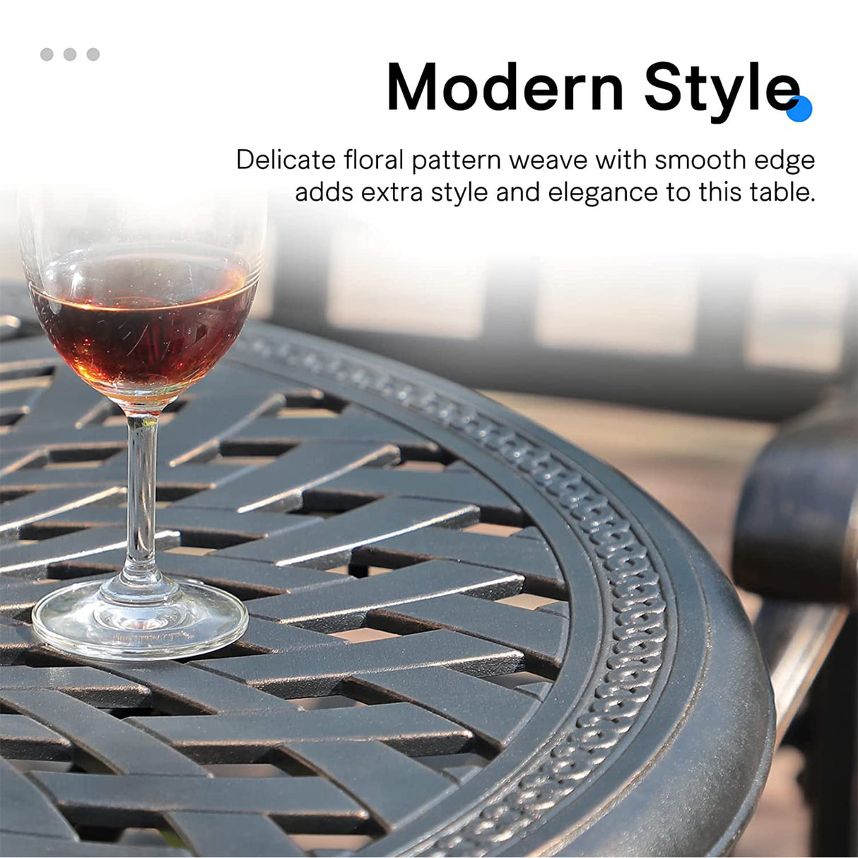 Patio Bistro Table, 31" Round Cast Aluminum Outdoor Dinning Table, Retro Side Table with Umbrella Hole, Antique Bronze