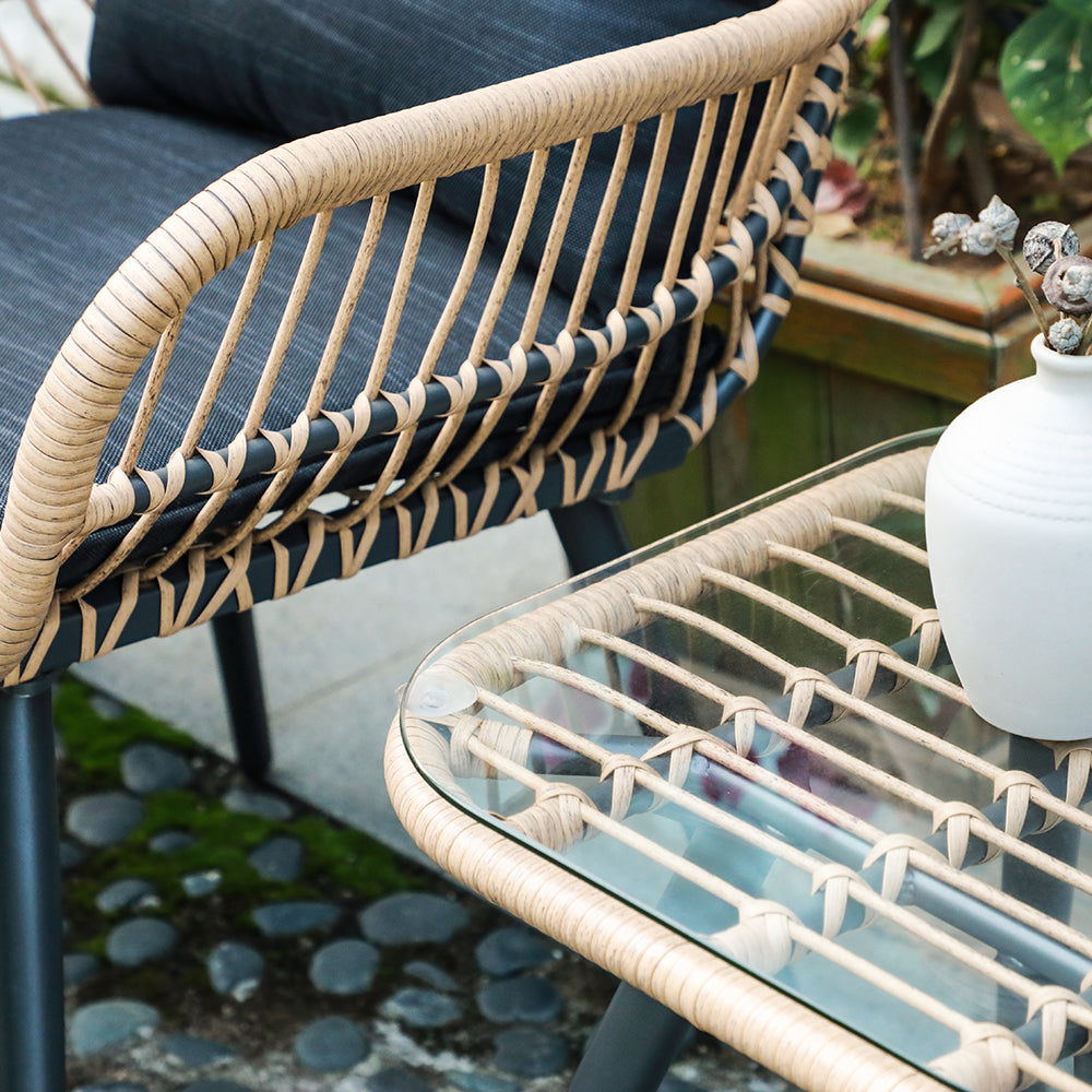 JOIVI 3-Piece Patio Set, Outdoor Wicker Conversation Bistro Sets