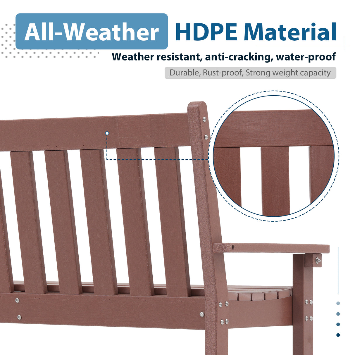 JOIVI Outdoor Patio Bench, Patio Bench for 2 Person with Armrest and Backrest