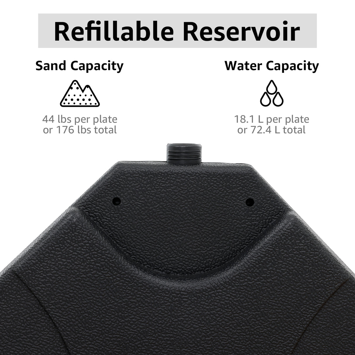 COBANA 4-Piece Cantilever Offset Patio Umbrella Base, Easy Filling Umbrella Stand Weights, Water/Sand Filled, Max 176lbs/72.4L