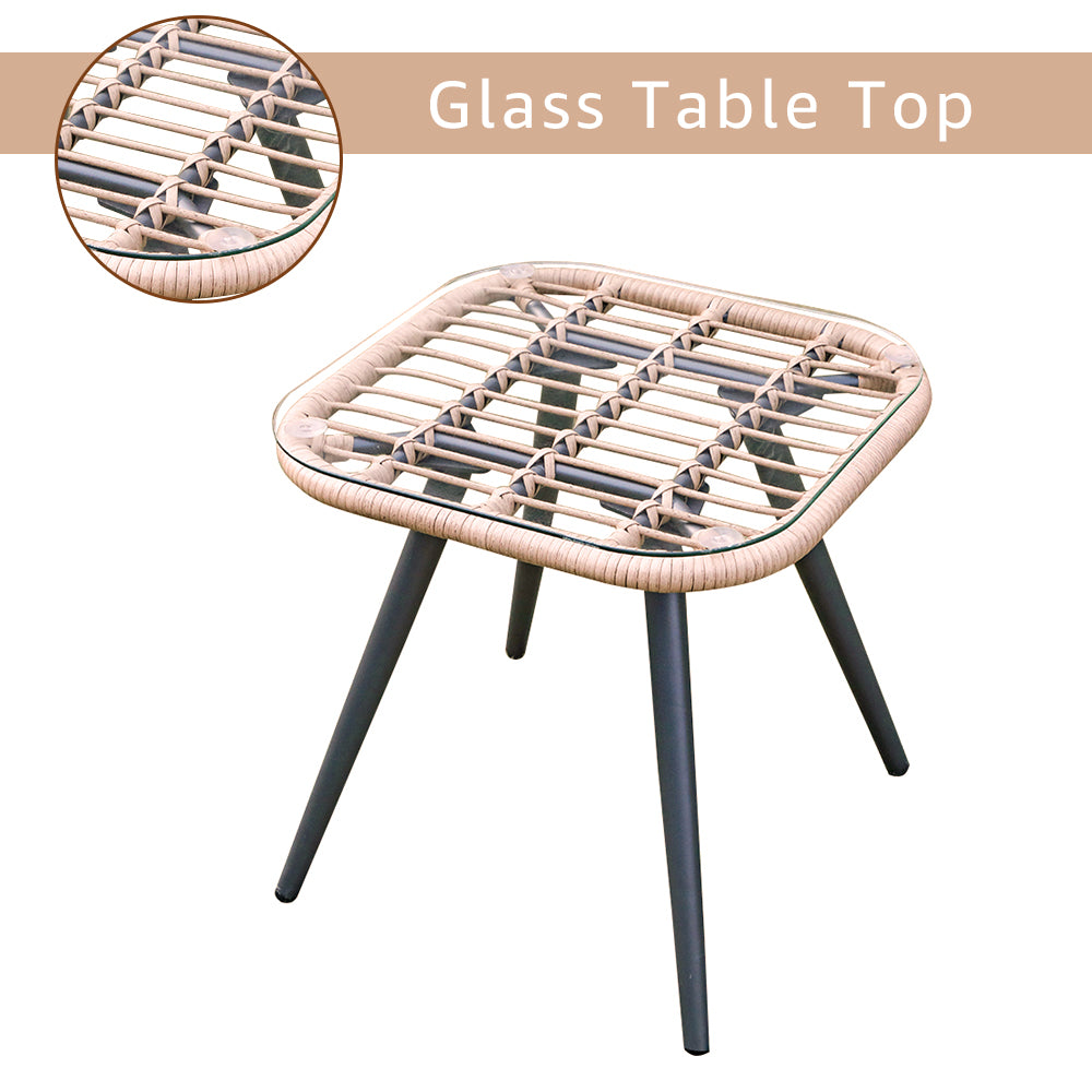 JOIVI 3-Piece Patio Set, Outdoor Wicker Conversation Bistro Sets