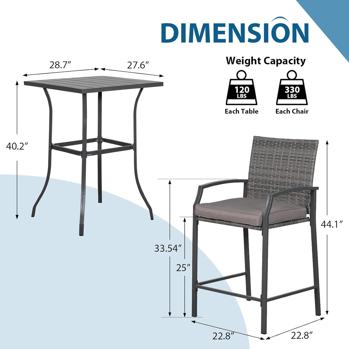Outdoor Wicker Bar Stools Set