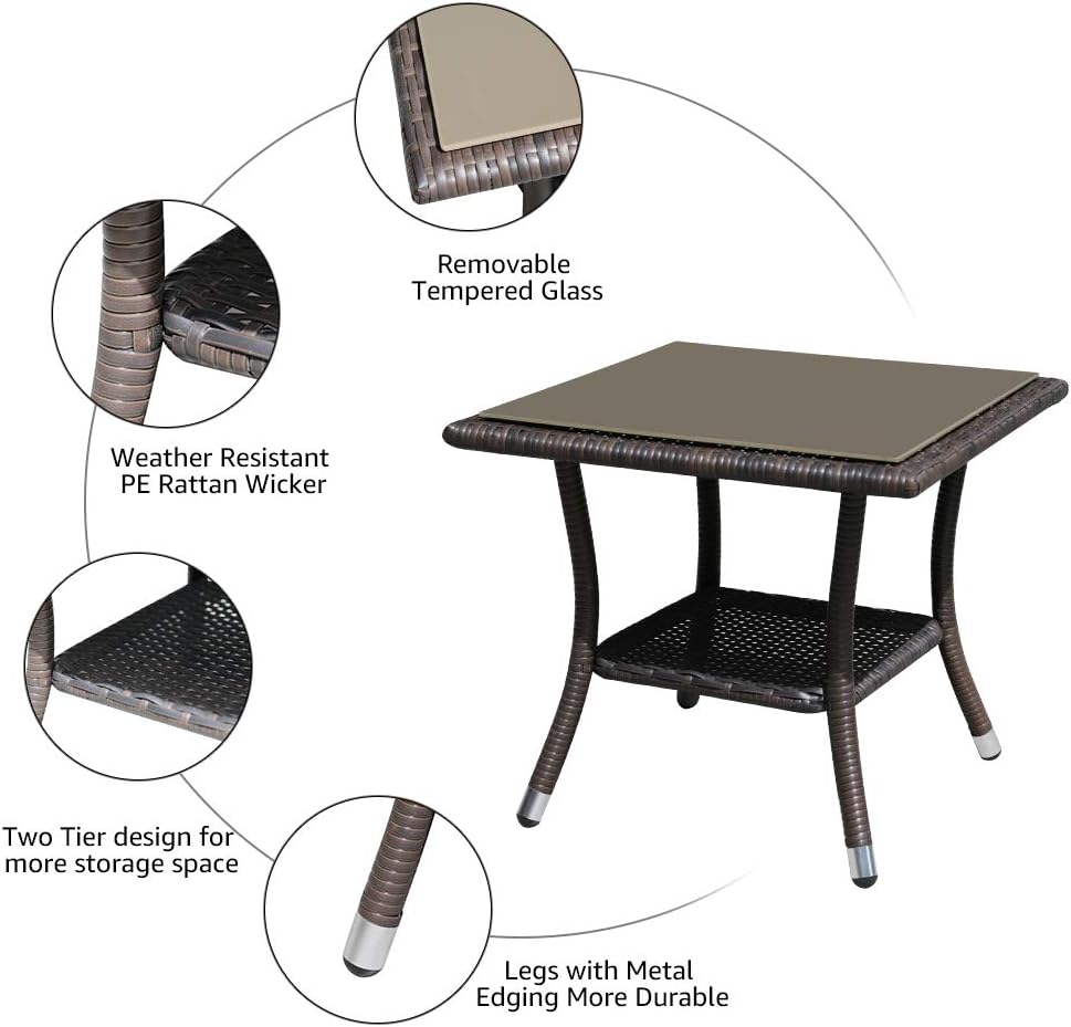 Super Patio 20" Outdoor Wicker Side Table