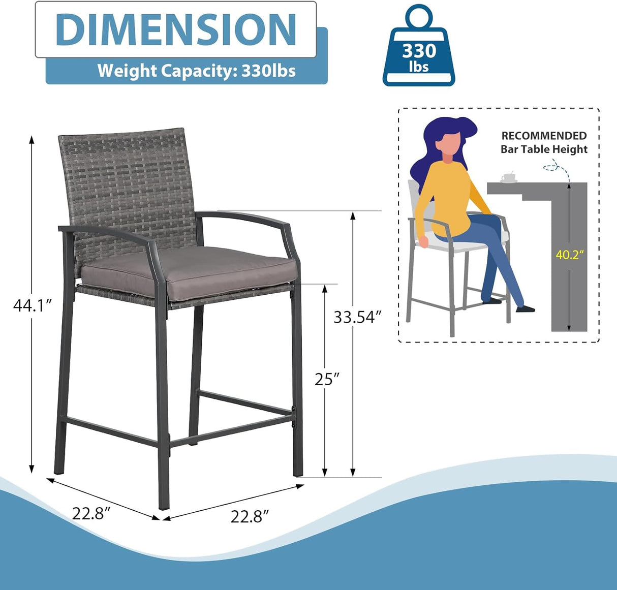 Outdoor Wicker Bar Stools Set