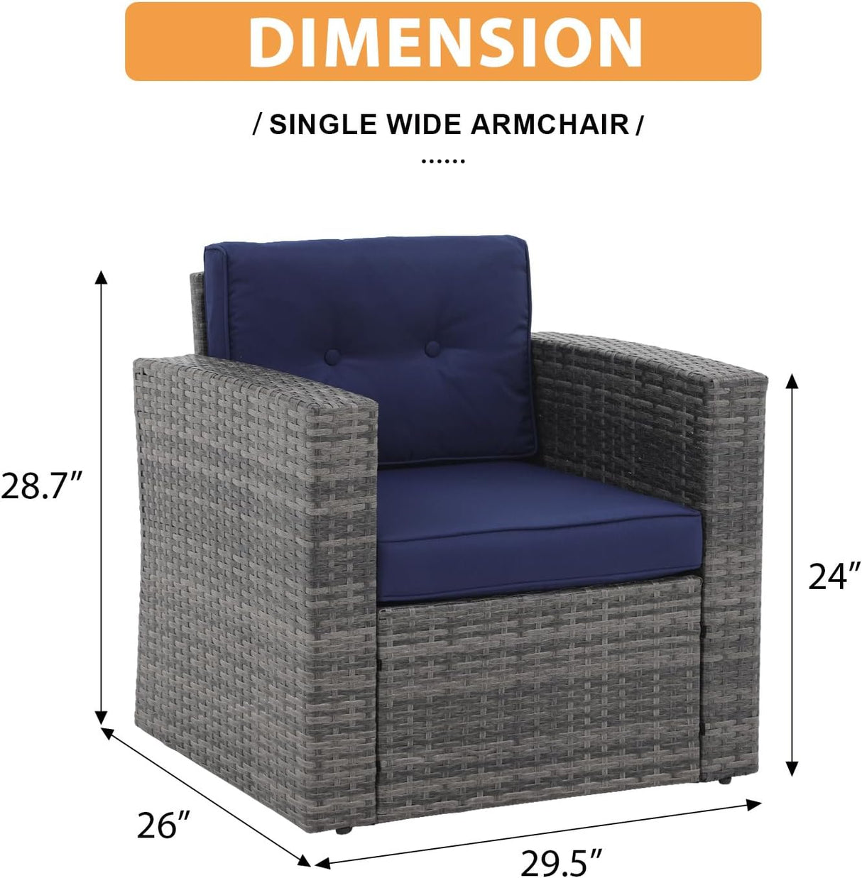 JOIVI Patio Outdoor Wicker Single Sofa