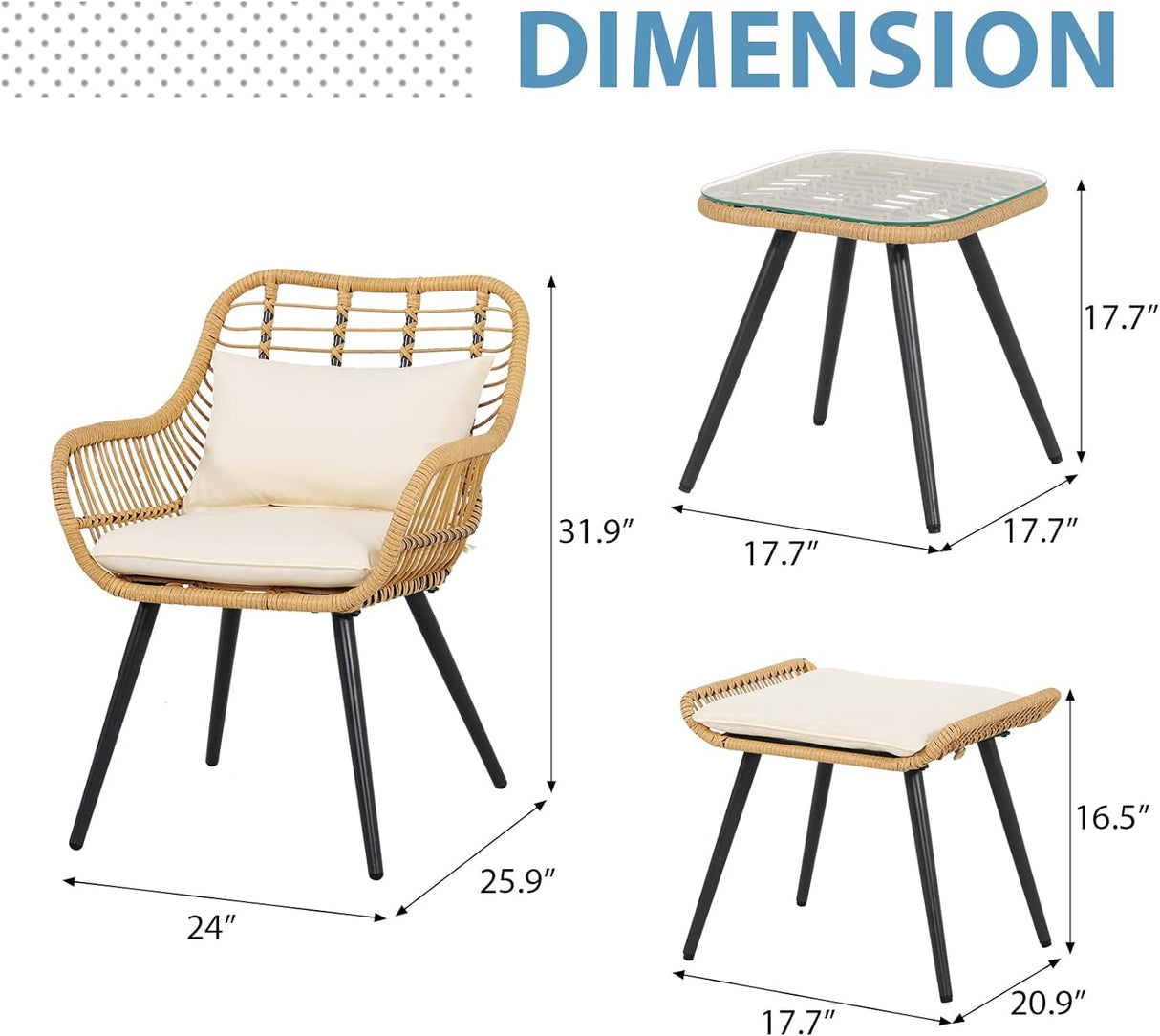 JOIVI 5 Piece Conversation set with Coffee Table