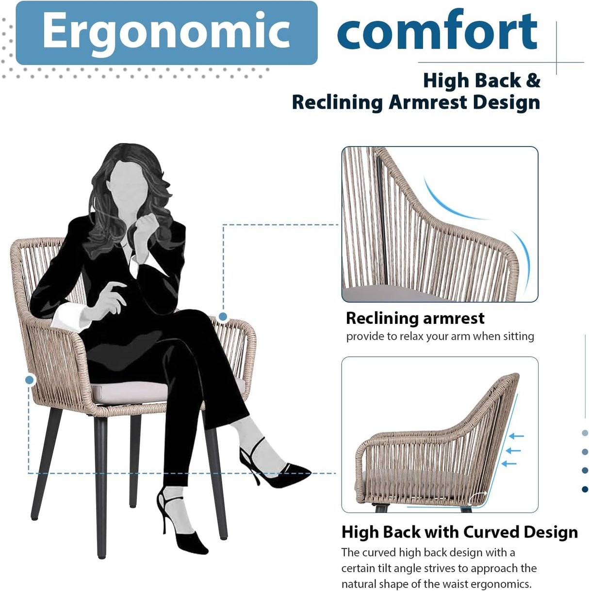 Outdoor Patio Dining Chairs Set