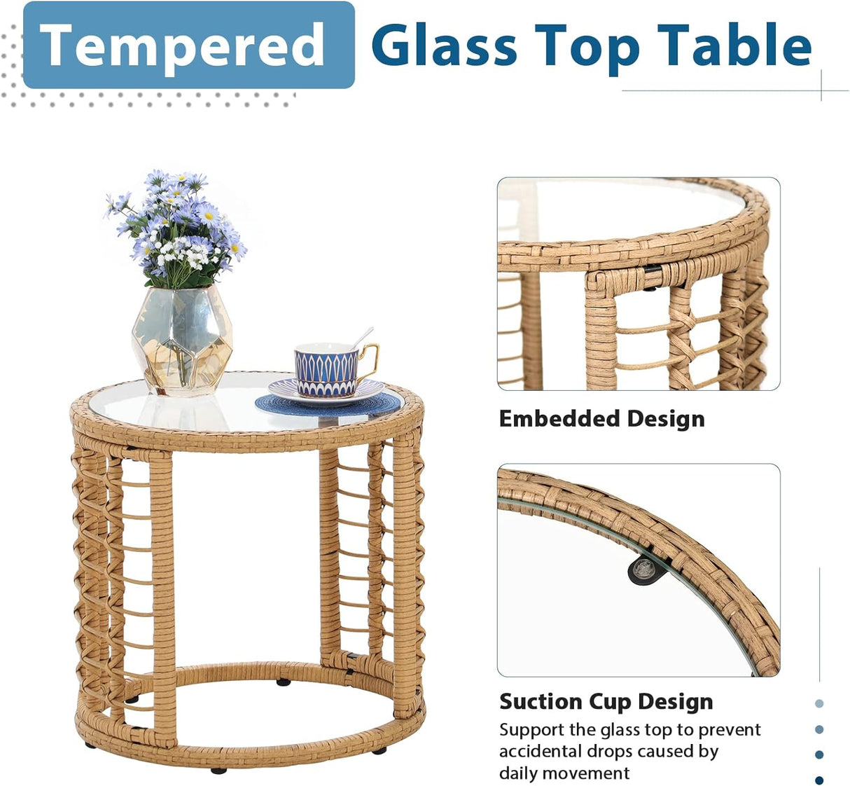 JOIVI 5 Piece Conversation set with Coffee Table