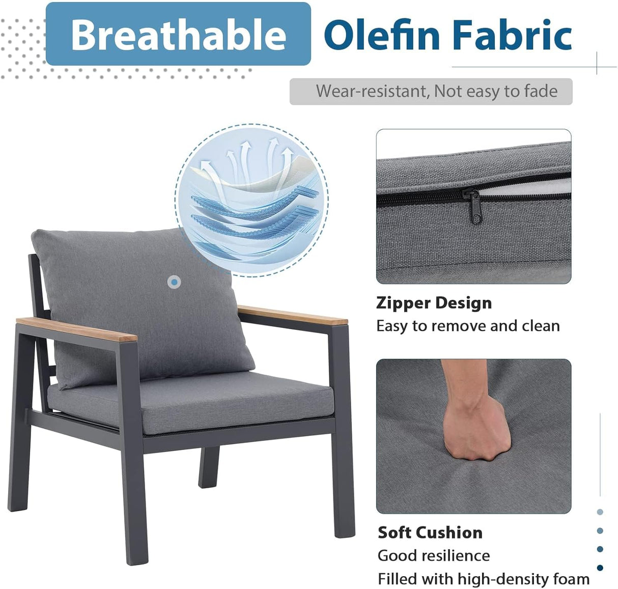 Aluminum Patio 4 Pieces Outdoor Couch Patio Furniture Set