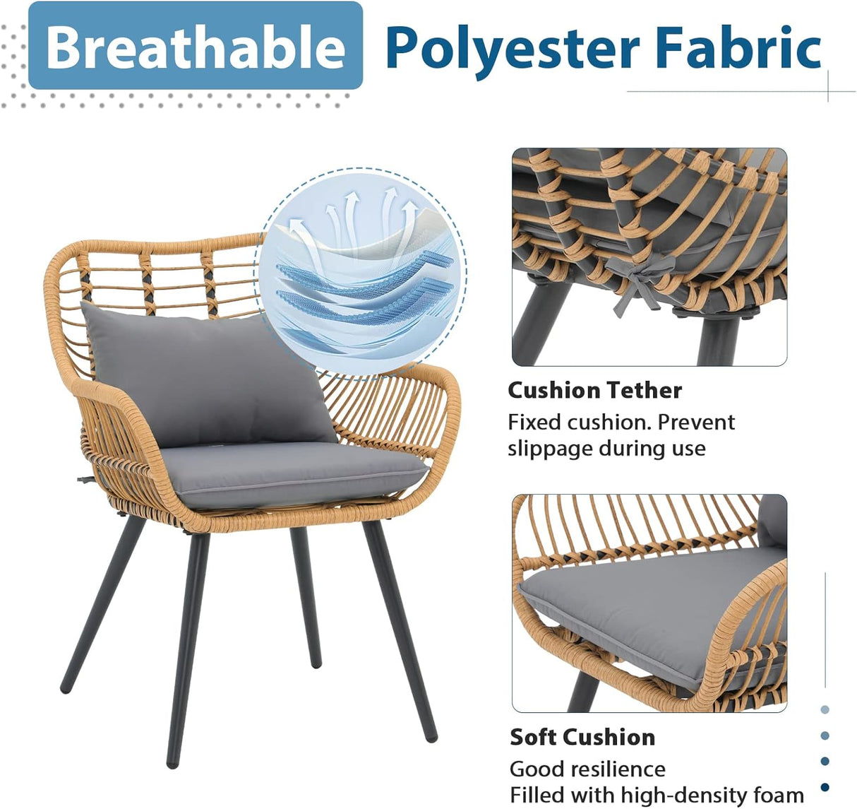 JOIVI 5 Piece Conversation set with Coffee Table