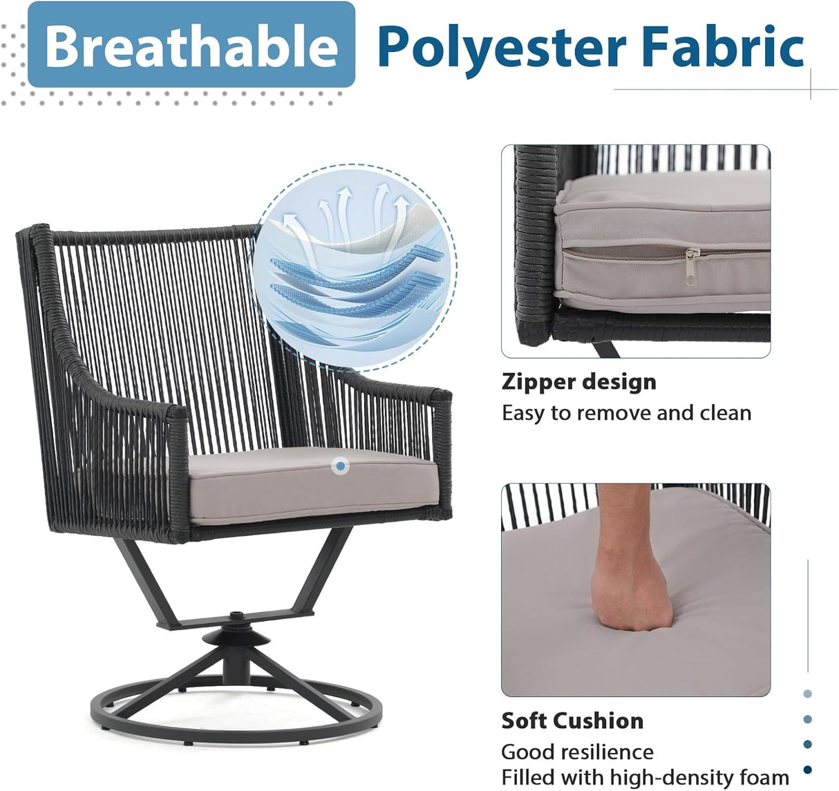 Outdoor 2 Piece Swivel Patio Chair Set