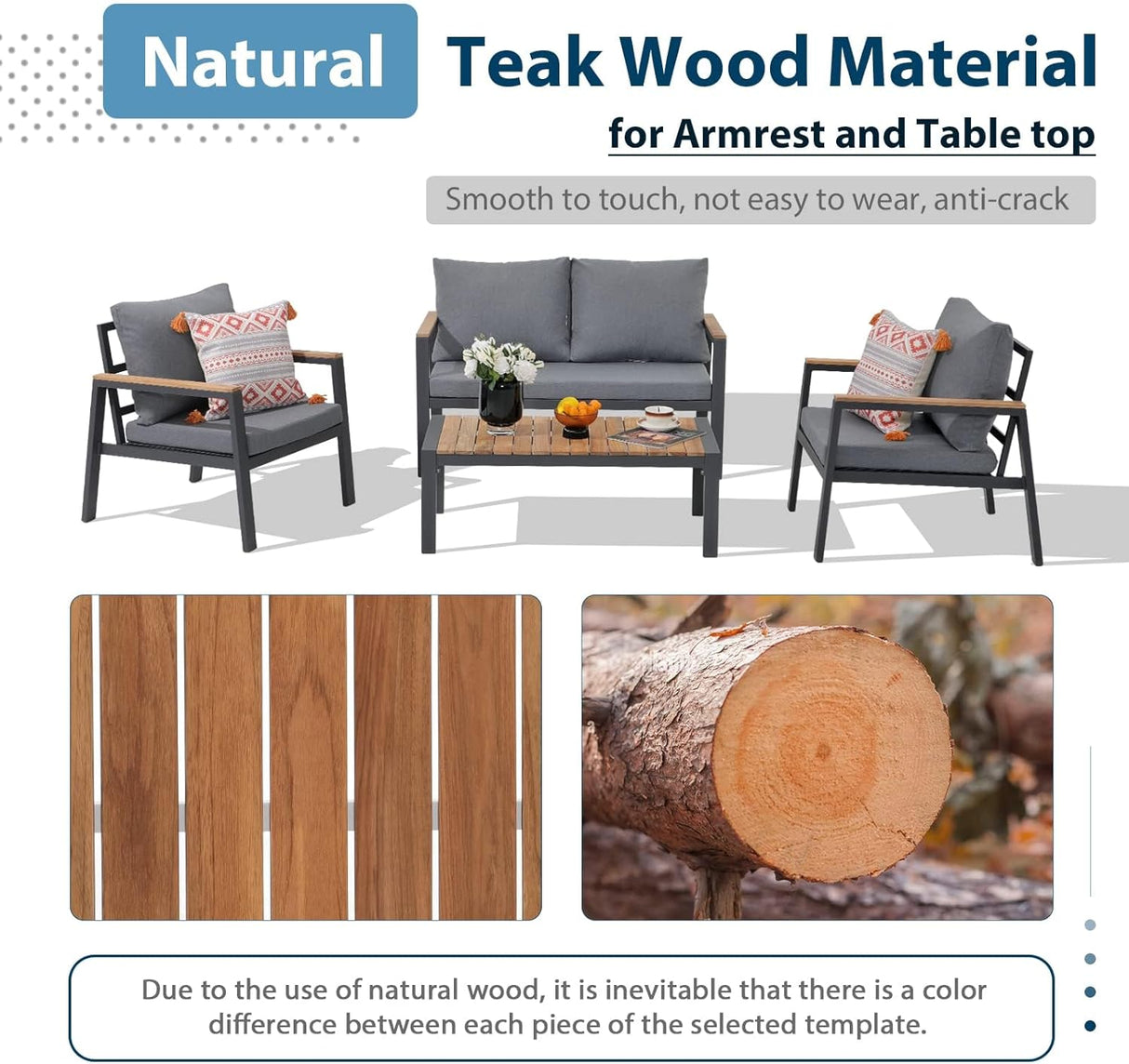 Aluminum Patio 4 Pieces Outdoor Couch Patio Furniture Set