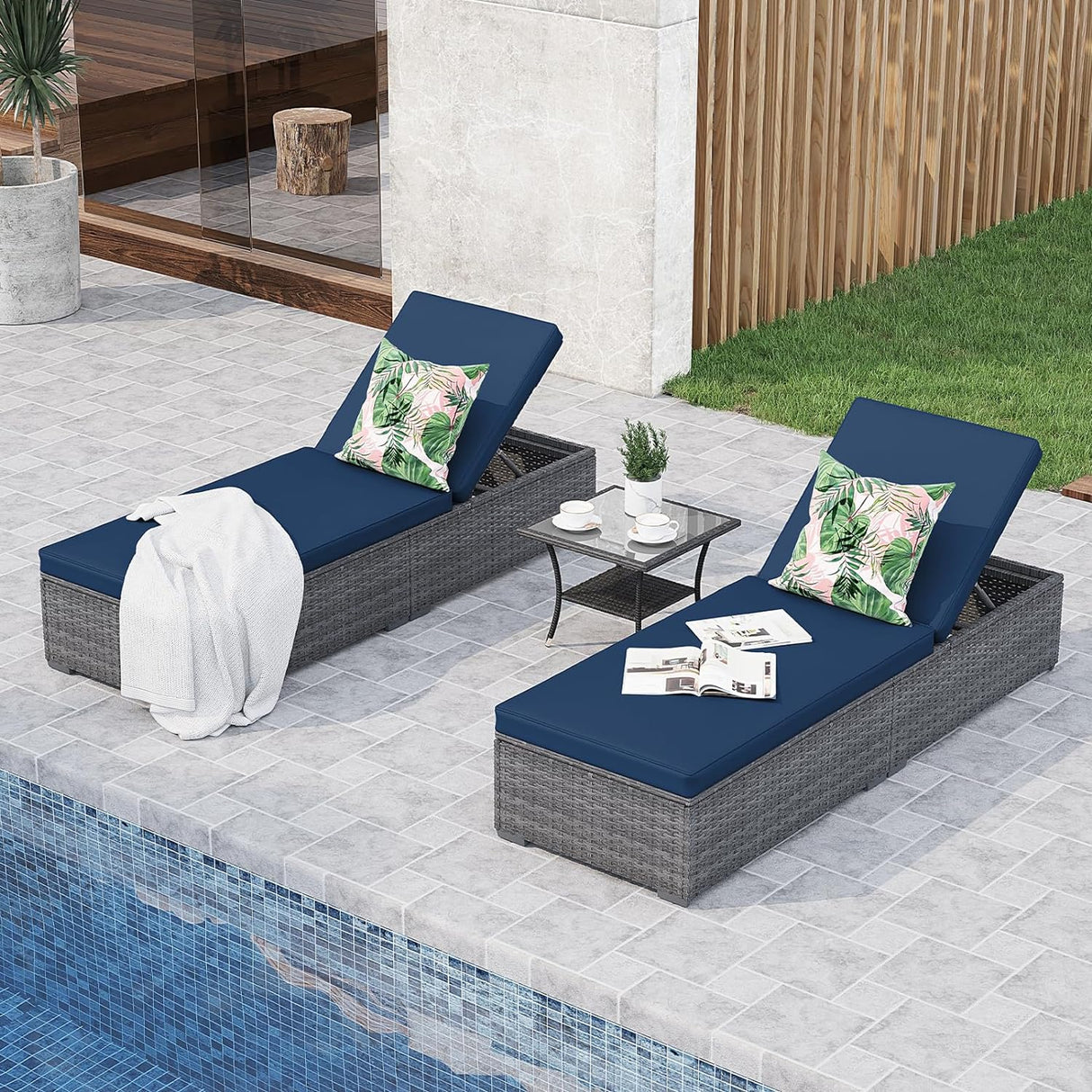 3 Piece Patio Pool Lounge Chairs