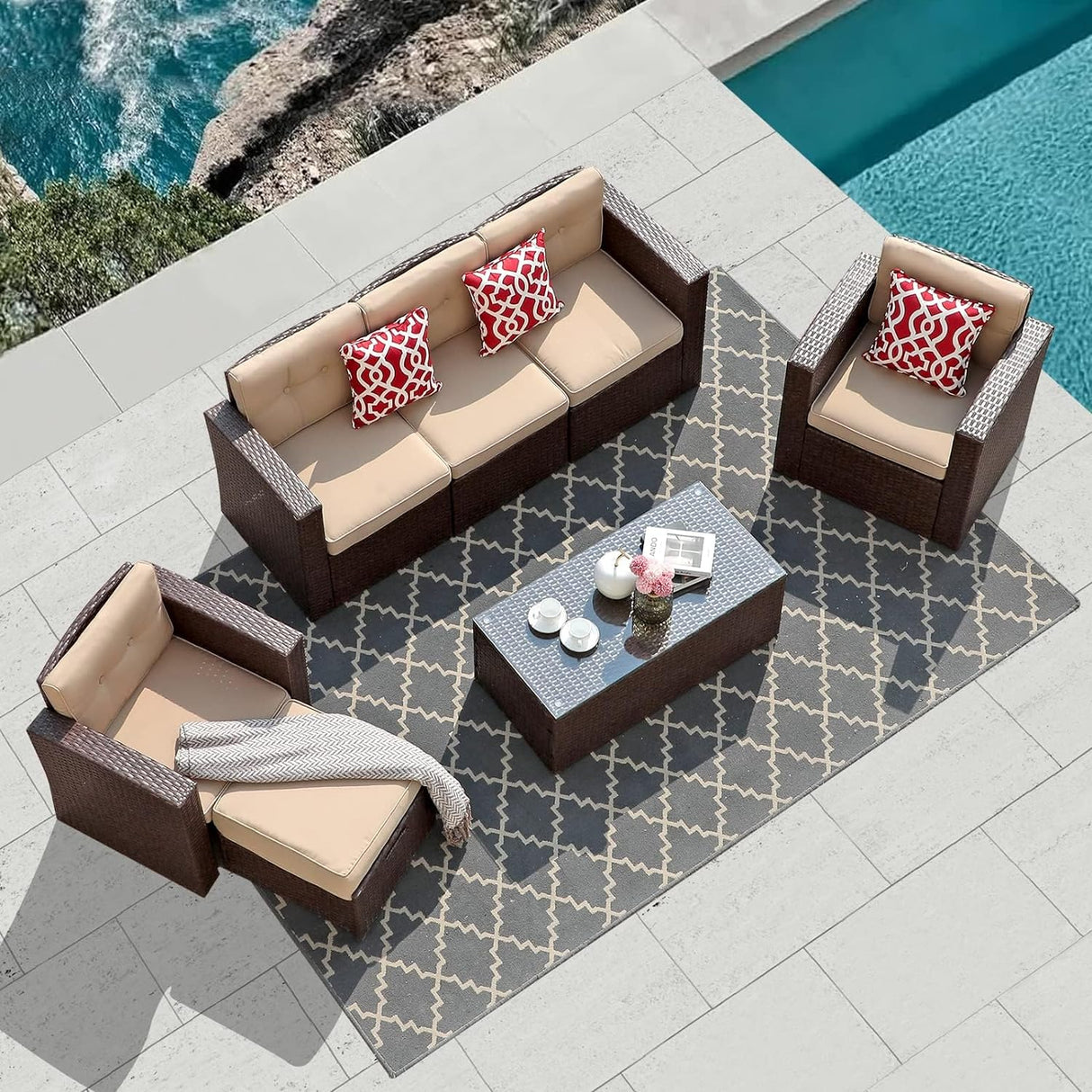 7 Piece Patio Furniture Conversation Set