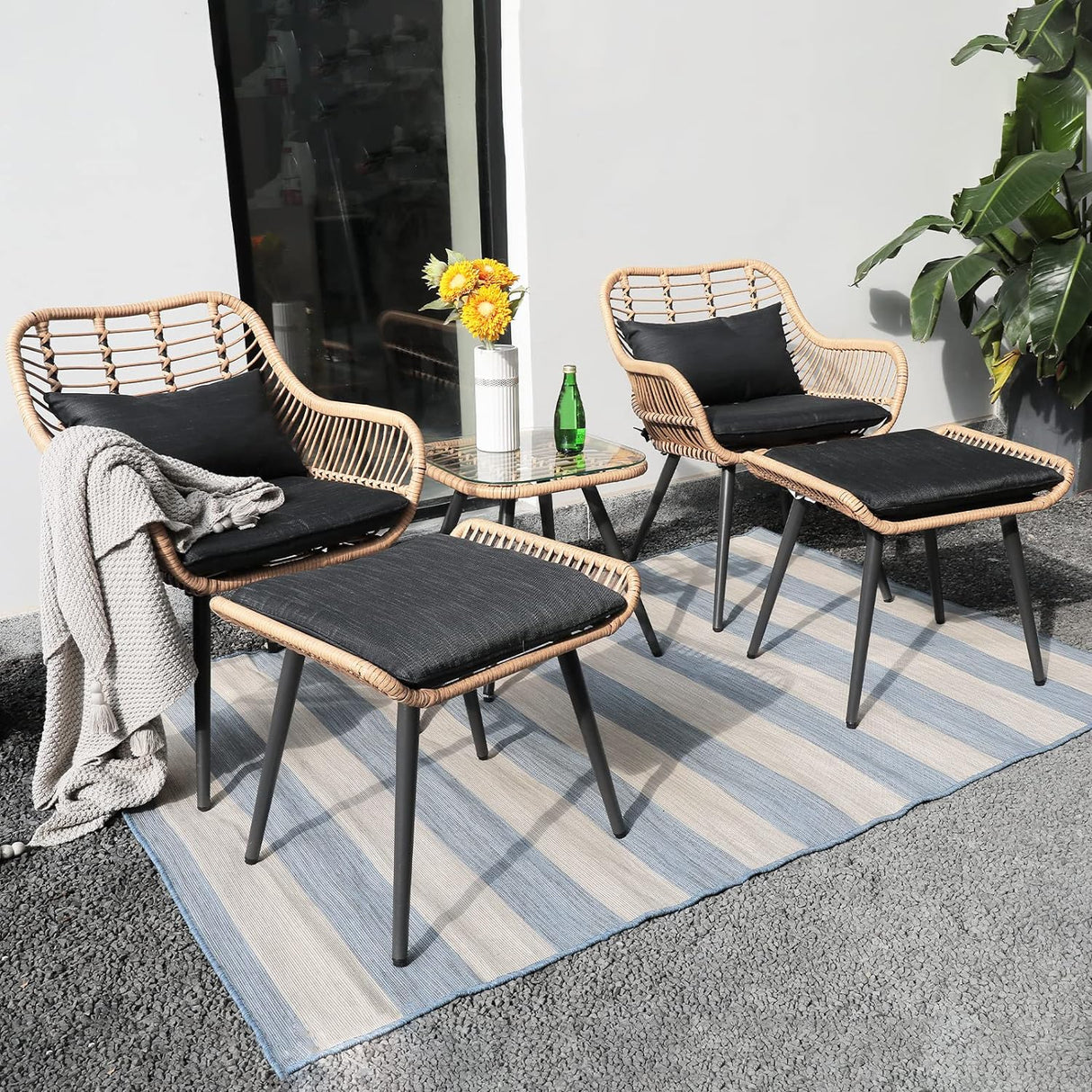 JOIVI 5 Piece Conversation set with Coffee Table