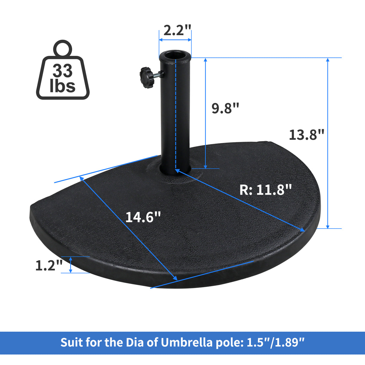 Half Round Patio Umbrella Base, Heavy-Duty Free Standing Resin Umbrella Stand