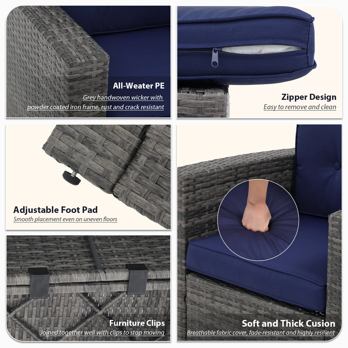 8 Piece Patio Wicker Sectional Patio Furniture Set