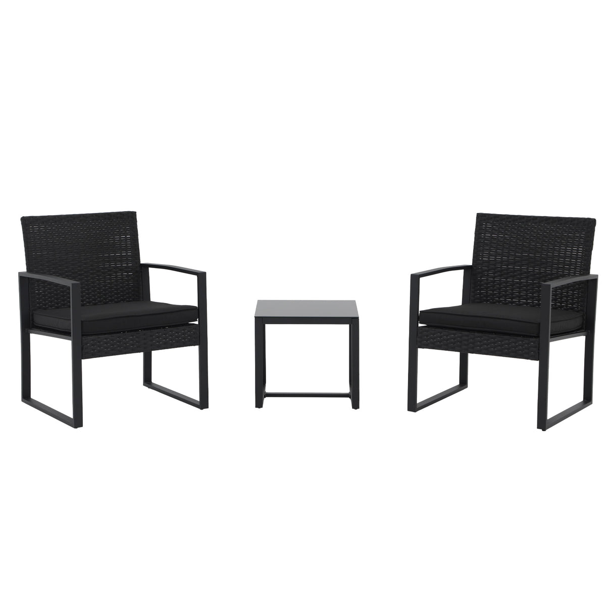 JOIVI 3 Pieces Wicker Patio Bistro Set, Outdoor Rattan Furniture Conversation Set with Tempered Glass Top Table