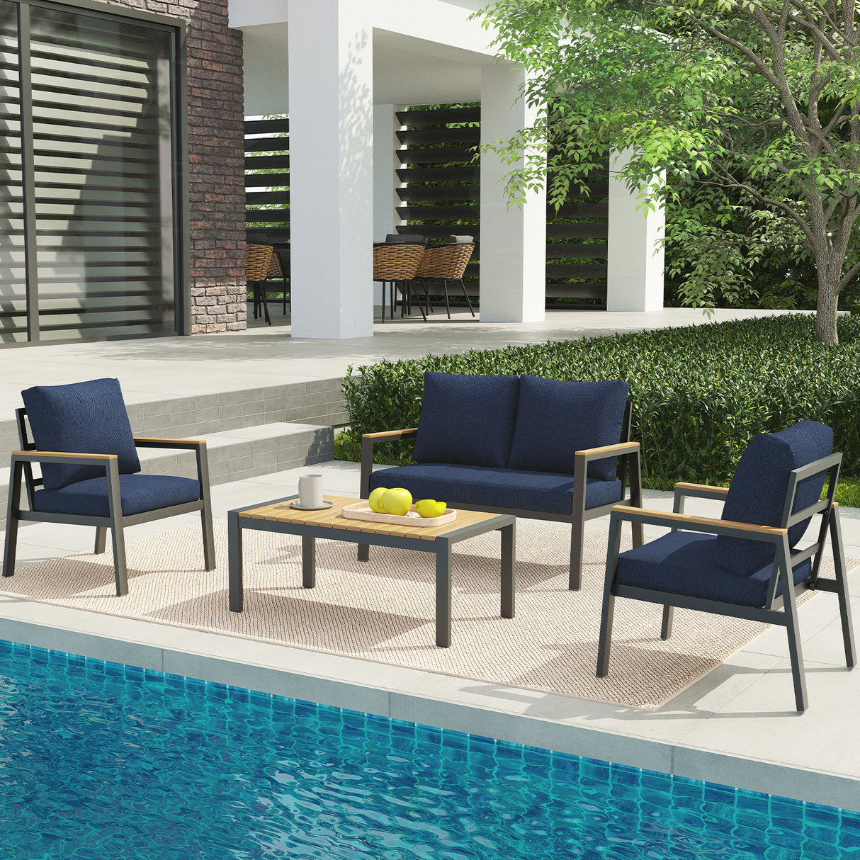 Aluminum Patio Furniture Set 4 Pieces