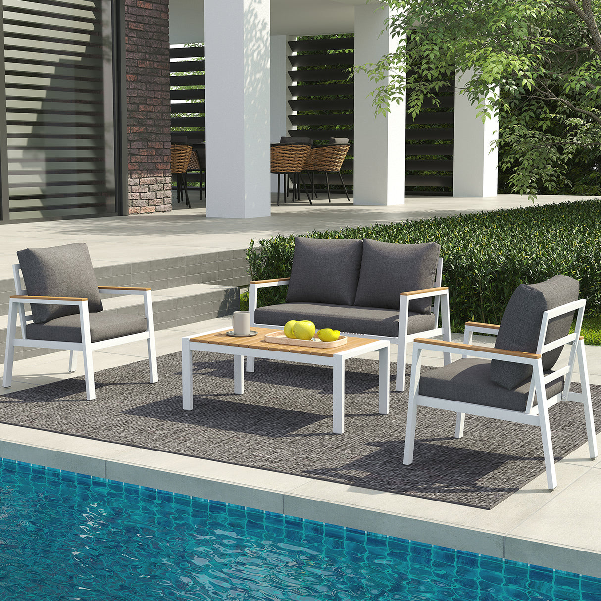 Aluminum Patio Furniture Set 4 Pieces