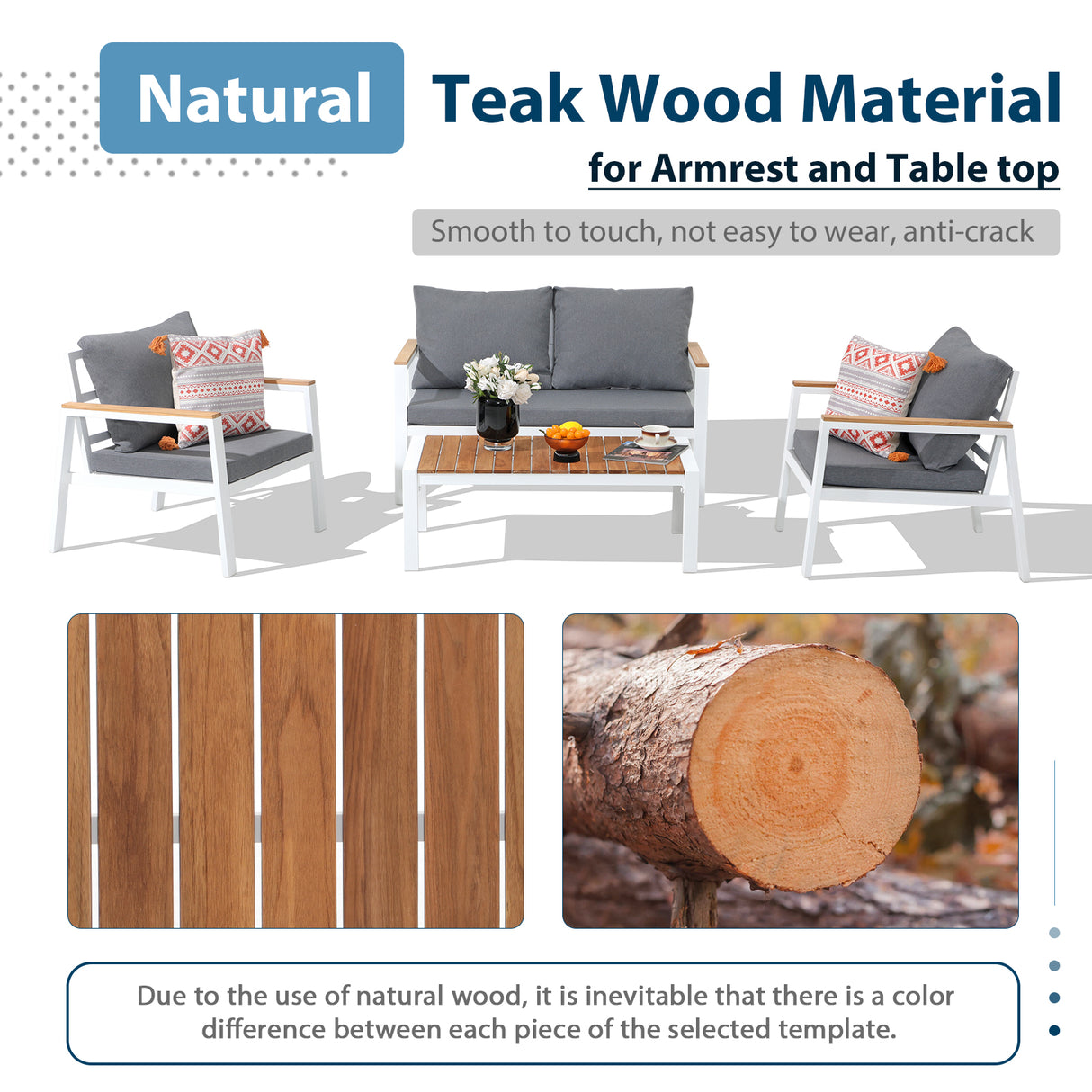 Aluminum Patio Furniture Set 5 Pieces