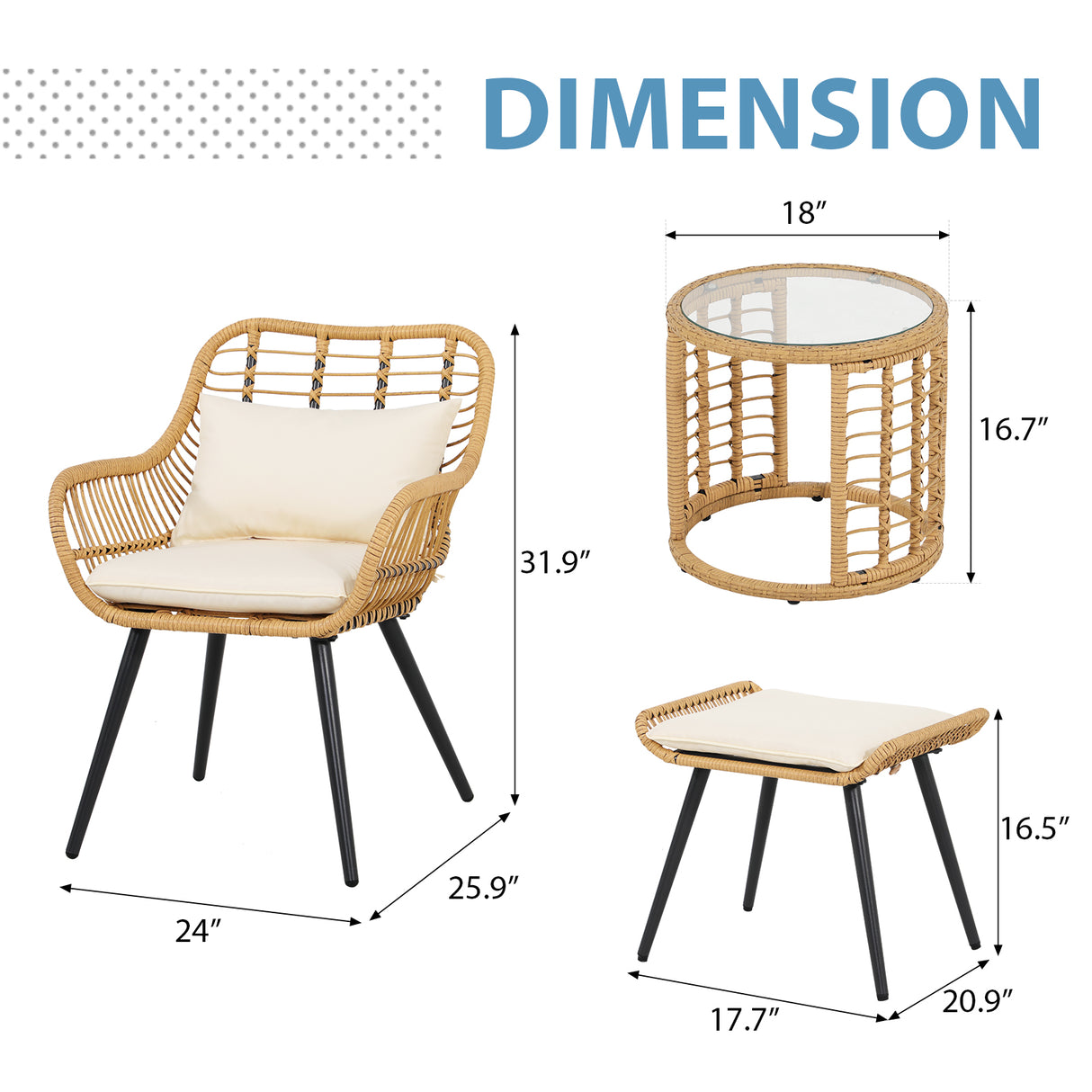 JOIVI 5 Piece Conversation set with Coffee Table