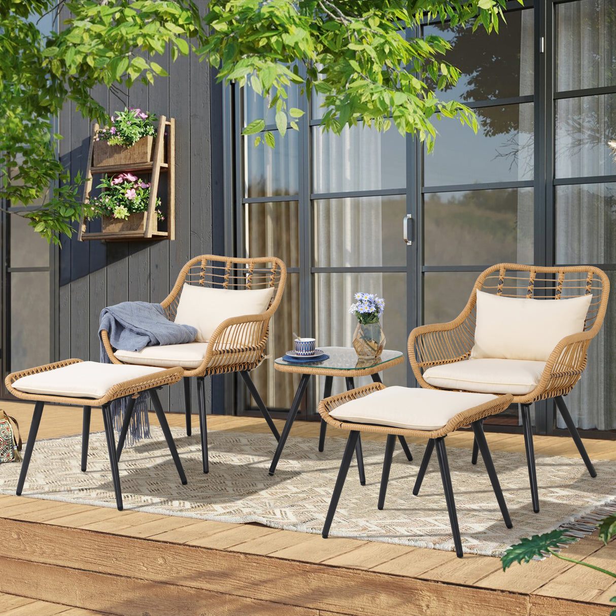 JOIVI 5 Piece Conversation set with Coffee Table