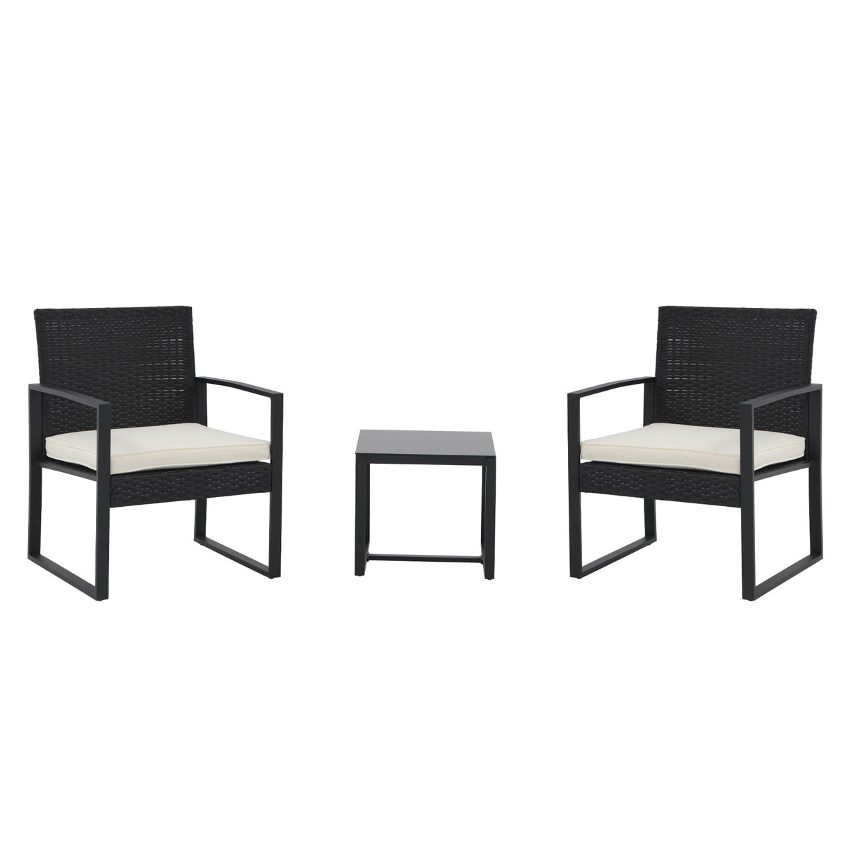 JOIVI 3 Pieces Wicker Patio Bistro Set, Outdoor Rattan Furniture Conversation Set with Tempered Glass Top Table