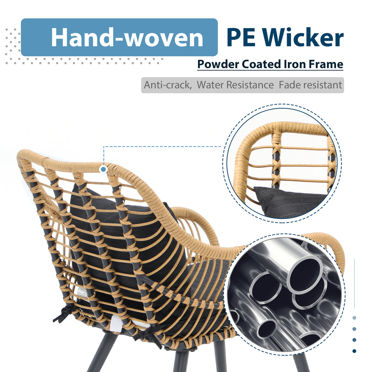 JOIVI Outdoor Wicker Chairs Set of 2