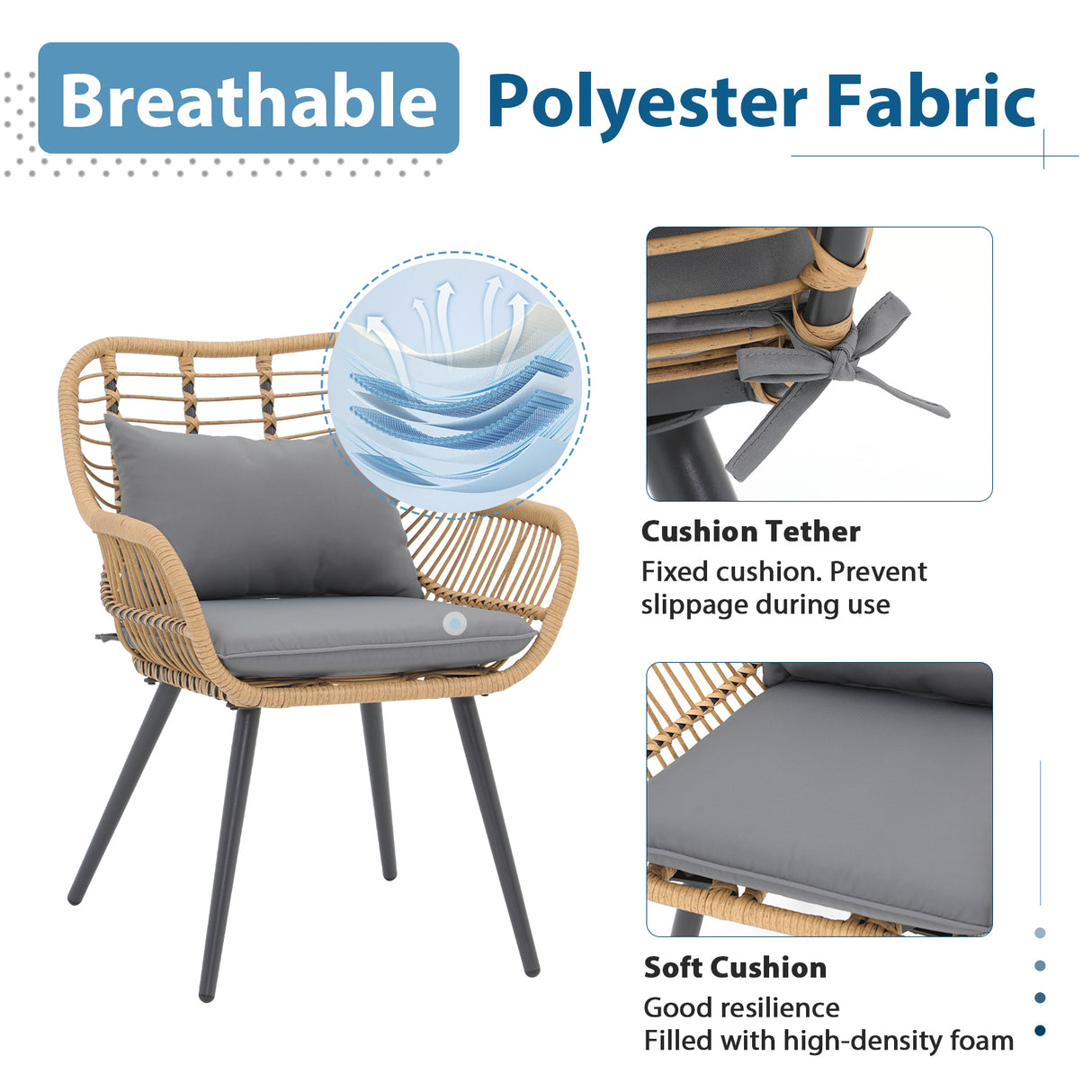 JOIVI Outdoor Wicker Chairs Set of 2