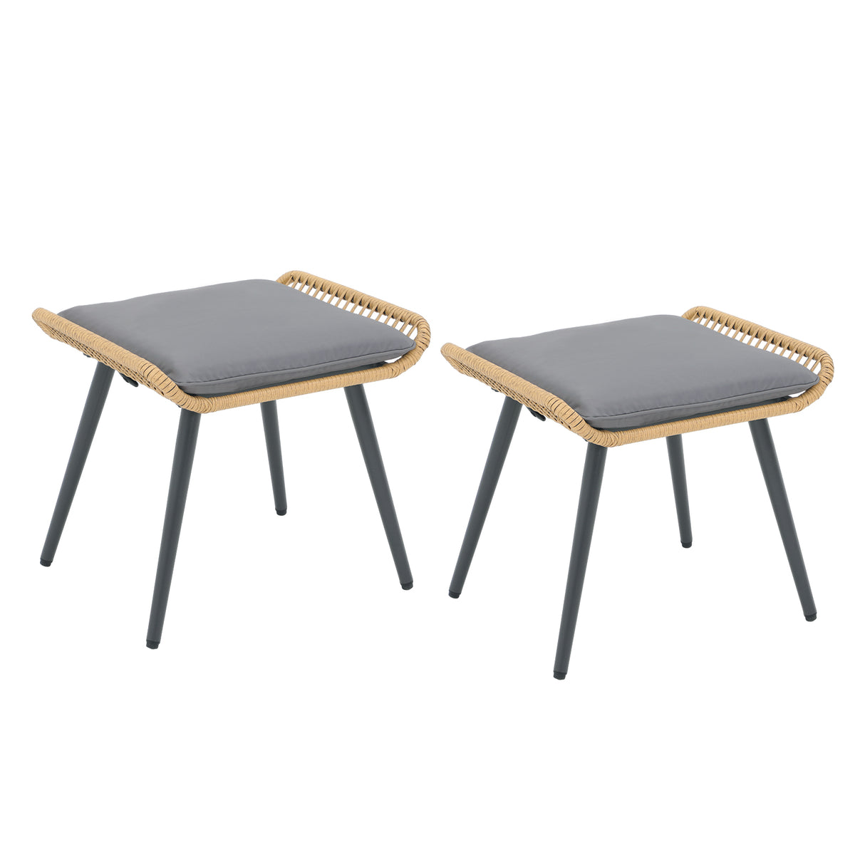 JOIVI Outdoor Wicker Ottoman Set of 2