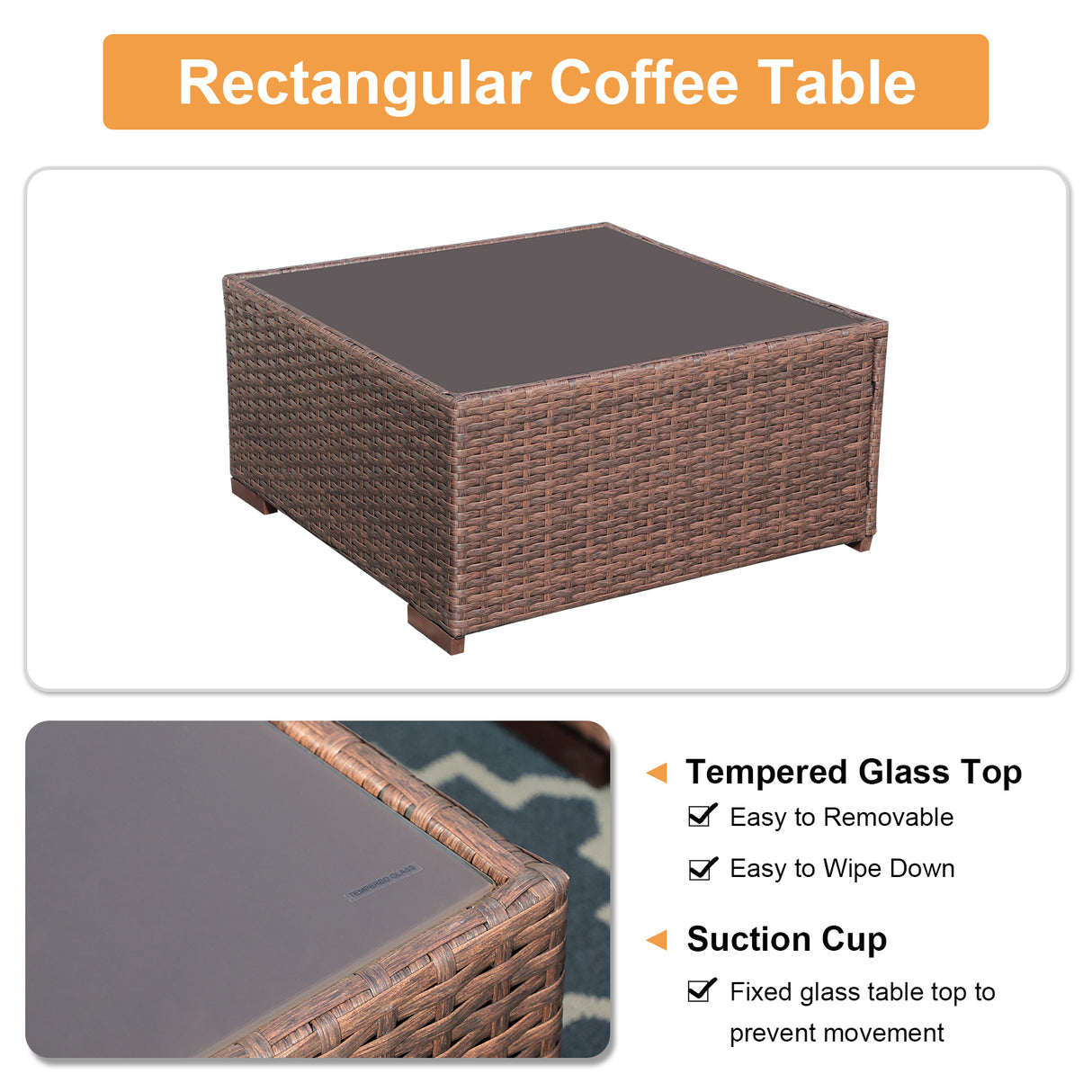 JOIVI 6 Pieces Patio Furniture with Fire Pit Table, PE Wicker Rattan Outdoor Sectional with Propane Fire Pit Table, Patio Conversation Set with ETL Certified Gas Fire Pit Table