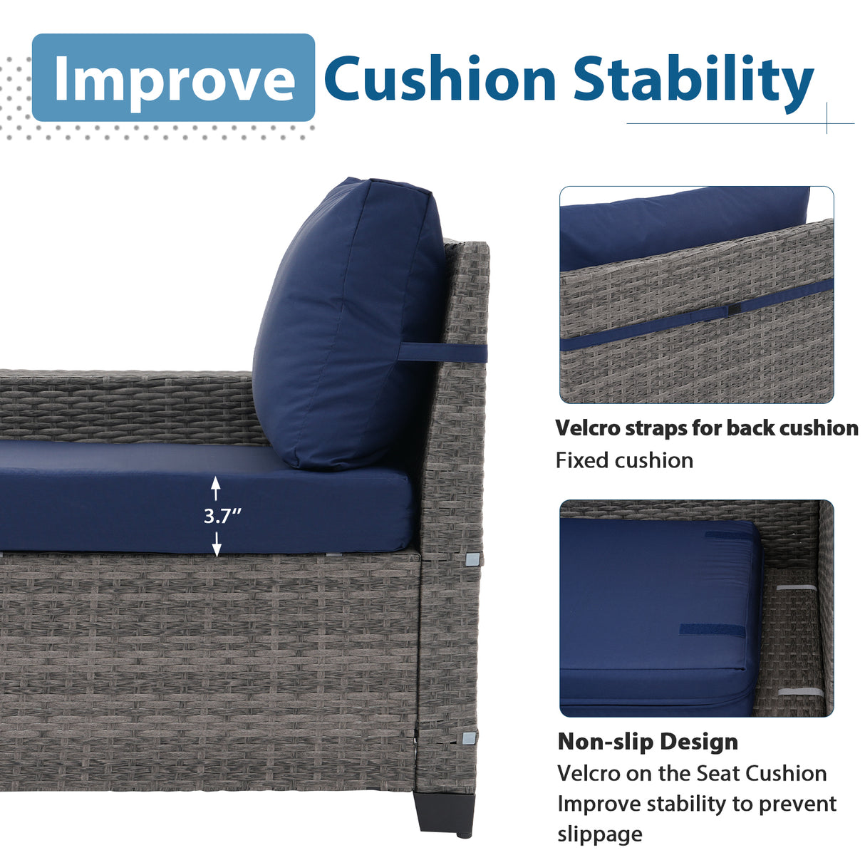 JOIVI 6-Piece Patio Furniture Set, Rattan Outdoor Conversation Set with Coffee Table, Wicker Sectional Sofa Set with Wide Armrest