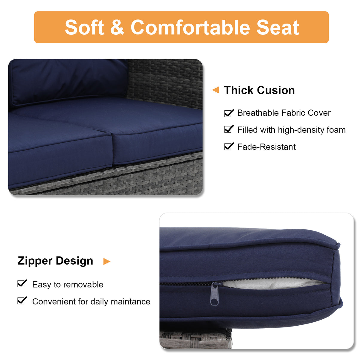 JOIVI Patio Outdoor Wicker Loveseat Sofa, Patio Furniture Rattan 2-seat Couch with Cushions