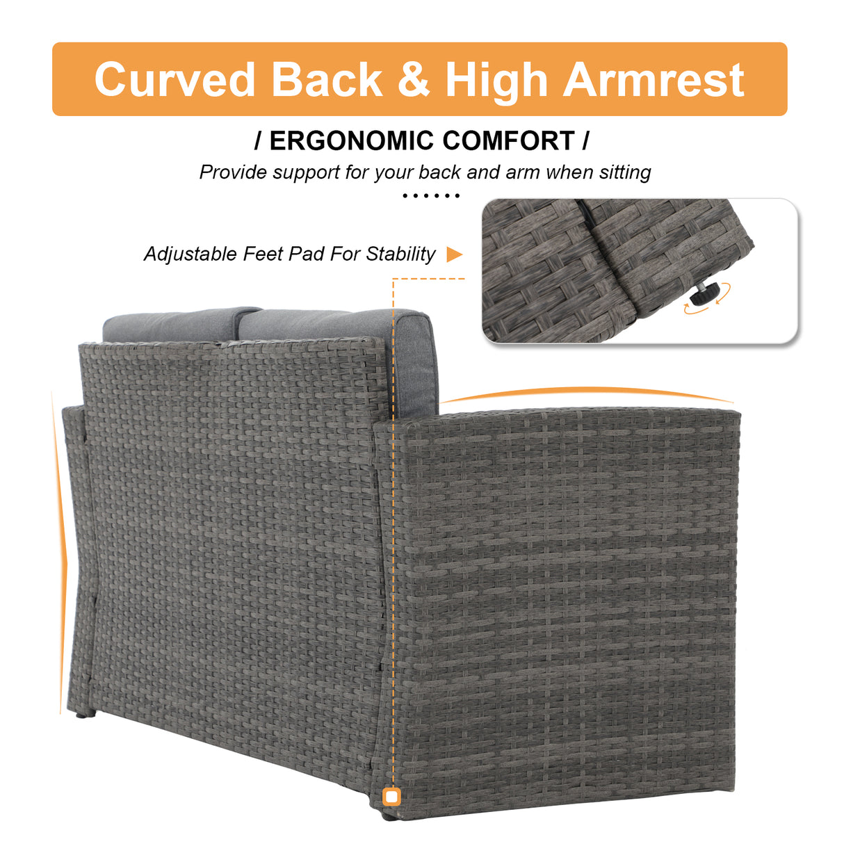 JOIVI Patio Outdoor Wicker Loveseat Sofa, Patio Furniture Rattan 2-seat Couch with Cushions