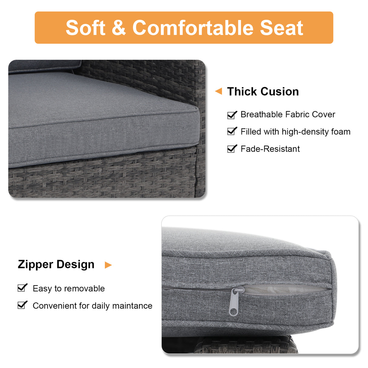 JOIVI Patio Outdoor Wicker Single Sofa