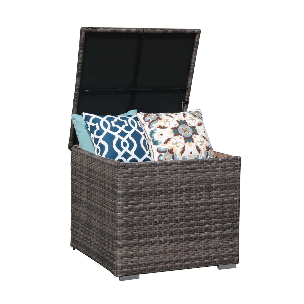 JOIVI Outdoor Patio Storage Box, Brown Wicker Storage Bin Deck Box, 88 Gallon