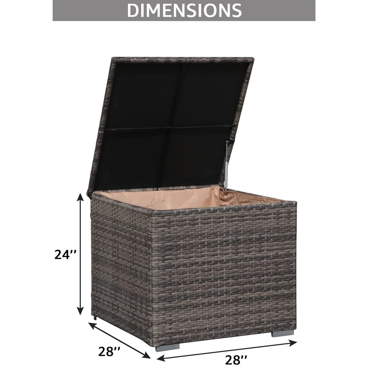 JOIVI Outdoor Patio Storage Box, Brown Wicker Storage Bin Deck Box, 88 Gallon