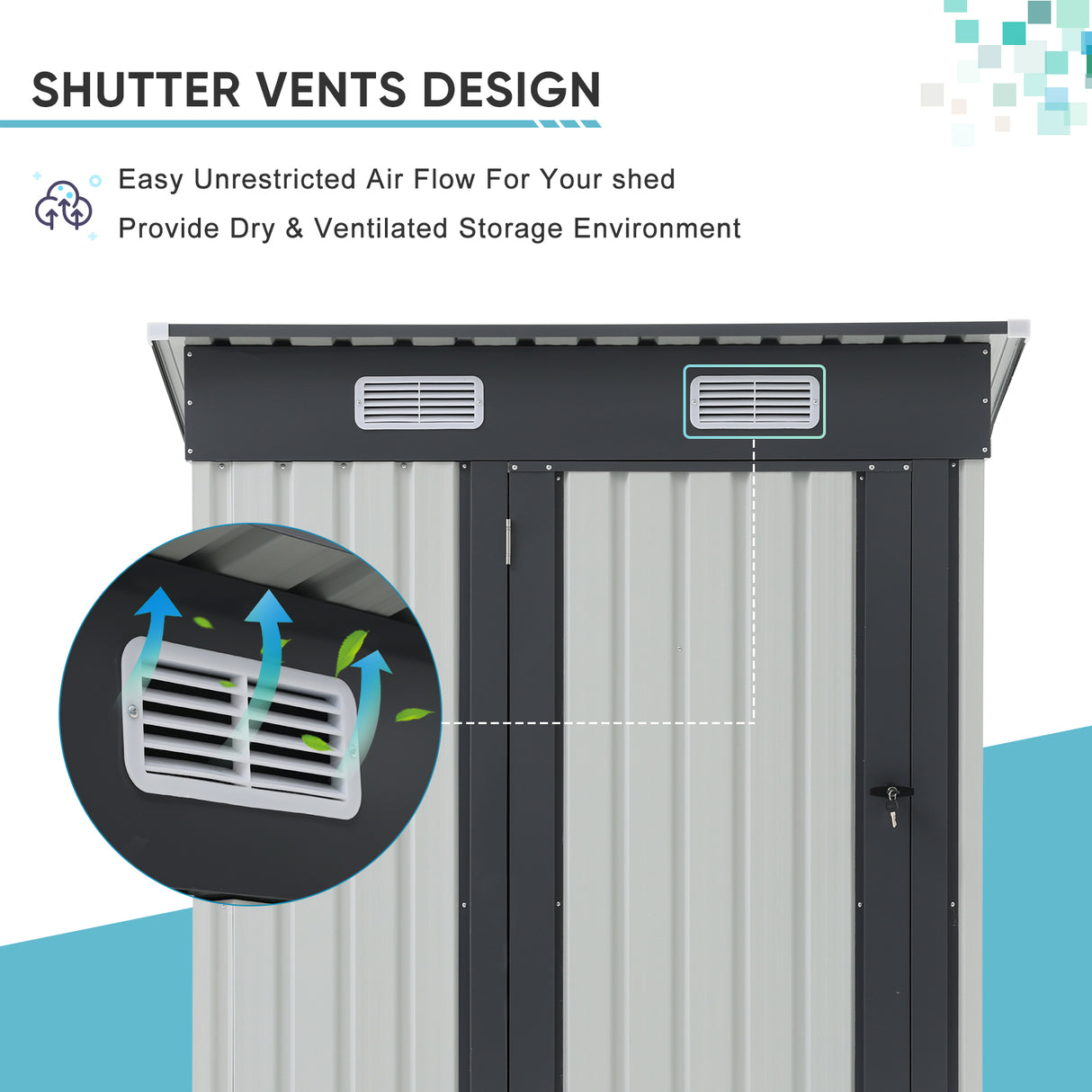 JOIVI 3' x 5' Outdoor Storage Shed, Galvanized Steel Metal Garden Shed with Lockable Door for Bike, Garbage Can, Patio Storage House for Backyard, Patio Lawn, White