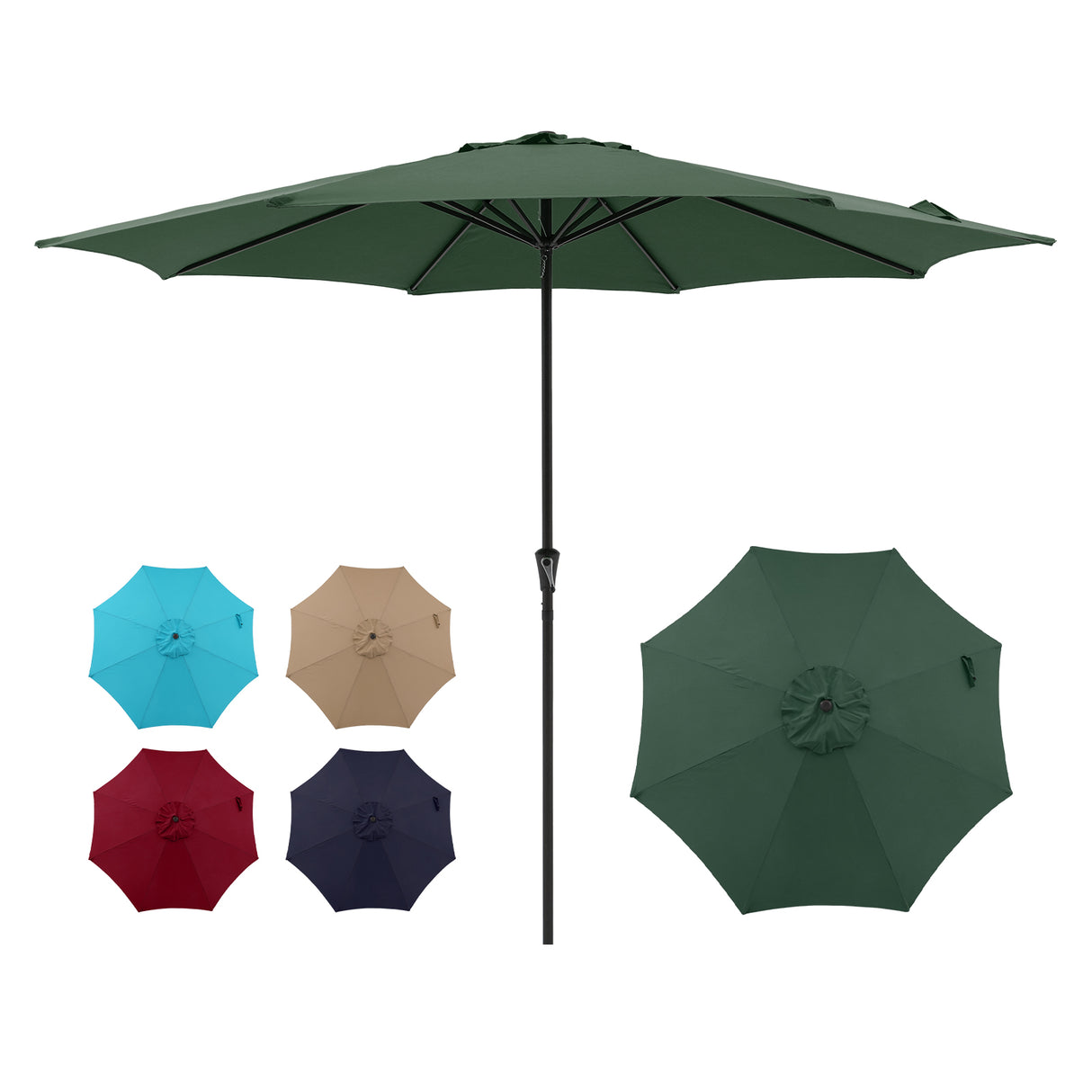 11' Outdoor Patio Table Market Umbrella with 8 Steel Ribs and Crank