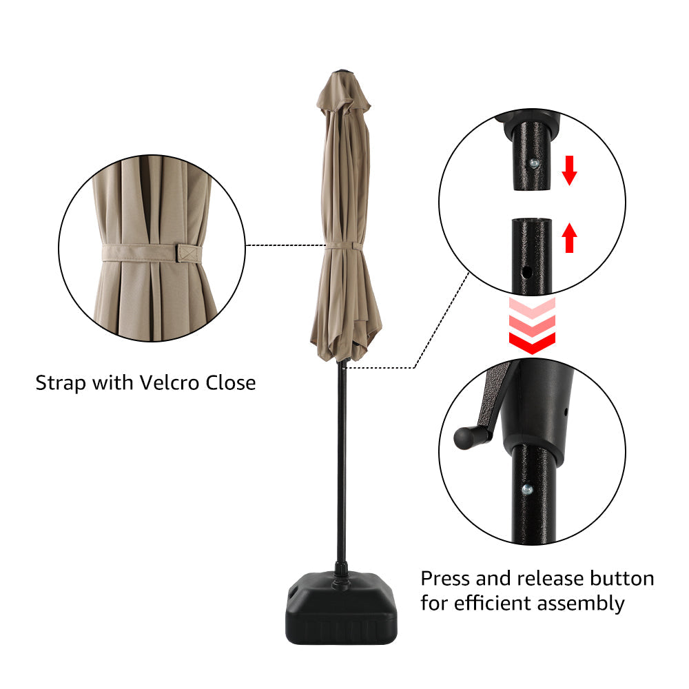 JOIVI 2 PCS Outdoor Patio Ottoman with Thick Cushions,Brown - JOIVI