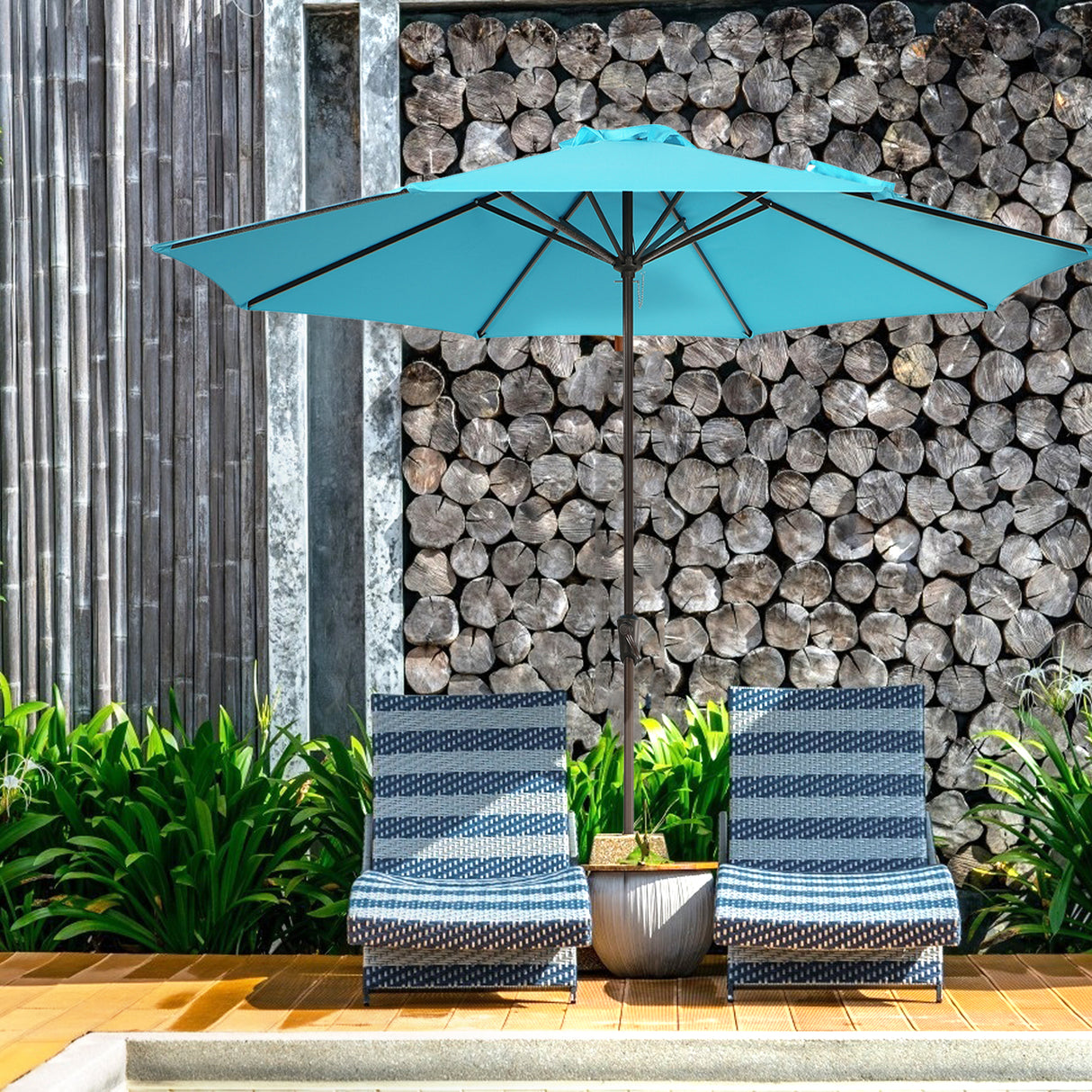 JOIVI 2 PCS Outdoor Patio Ottoman with Thick Cushions,Brown - JOIVI