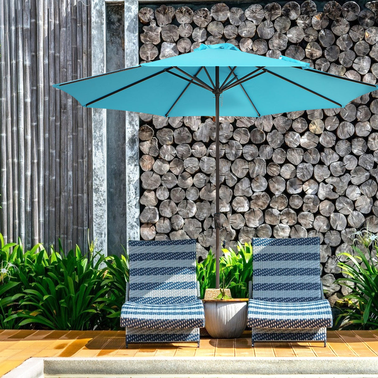 JOIVI 2 PCS Outdoor Patio Ottoman with Thick Cushions,Brown - JOIVI